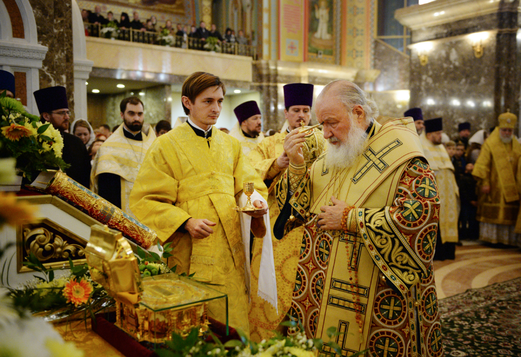 Святейший Патриарх Кирилл совершил утреню Всенощного бдения в Кафедральном соборе Христа Спасителя в Калининграде
